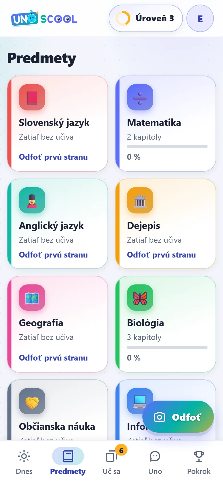Všechny předměty na jednom místě