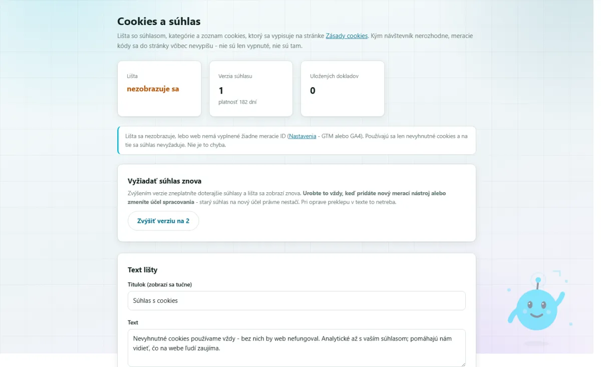 Registr cookies a nastavení lišty - bez programátora.