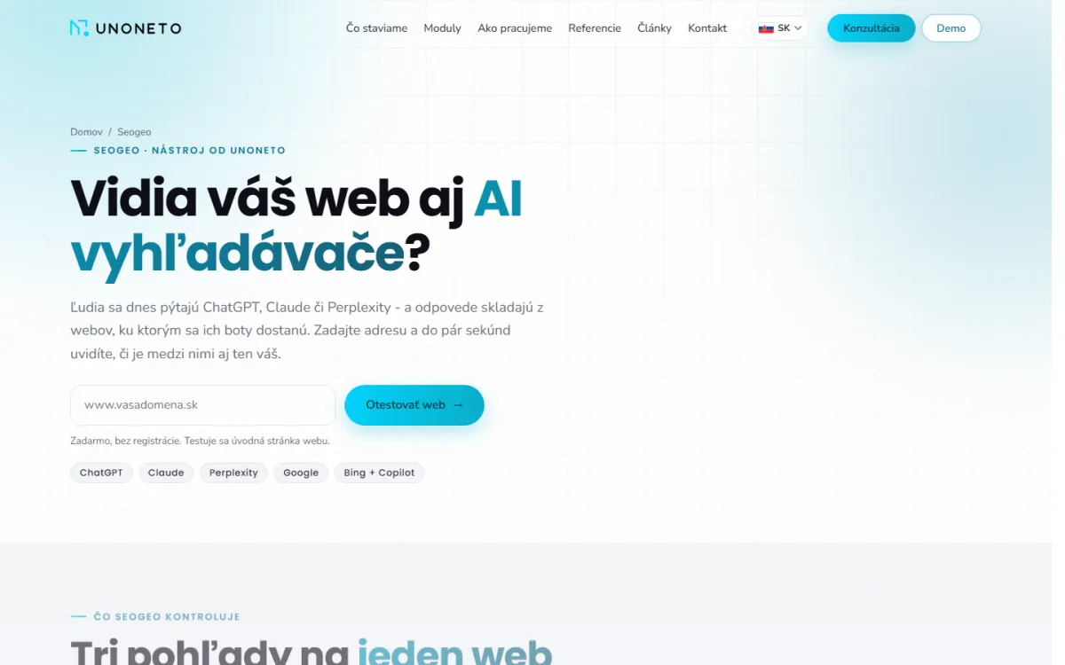 Veřejný test AI viditelnosti - zadáte adresu a do pár sekund víte, kdo vás vidí.