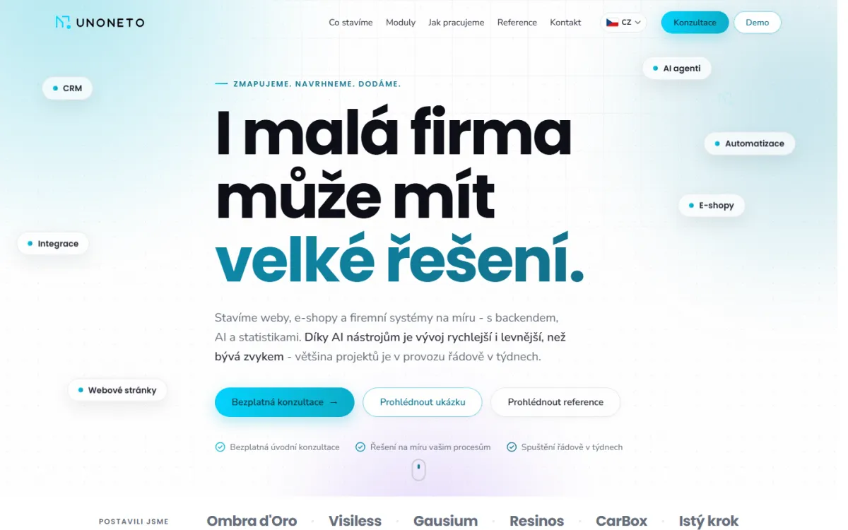 Česká verze webu na vlastní doméně unoneto.cz - jeden kód, dva weby.